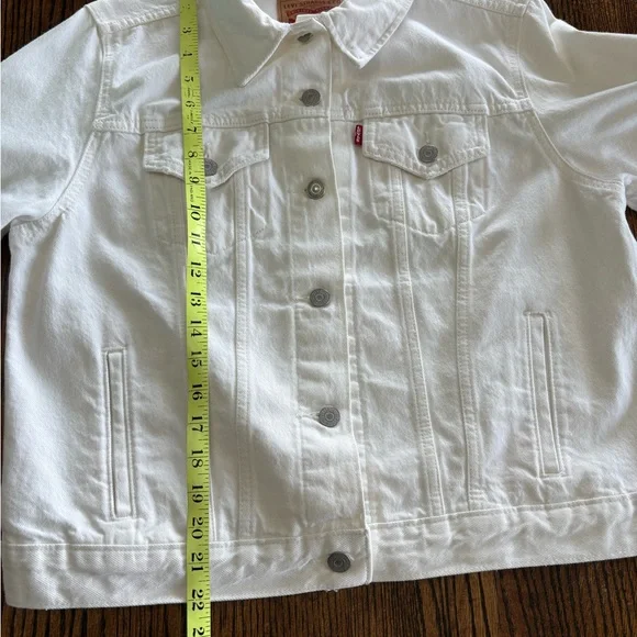 Levi’s Original Trucker Jacket White Denim Pockets Button Front Women’s Size XL - Picture 15 of 15